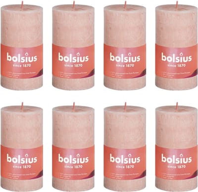 Bolsius Stompkaarsen Shine 8 st rustiek 100x50 mm mistroze