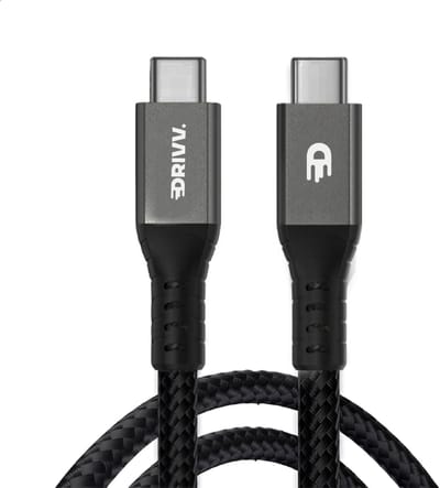 Drivv. USB C naar USB C Kabel 4.0 - Gen 3 - 240W Snellader - 8K 60Hz - 40Gbps - 1 Meter - Nylon - Zwart