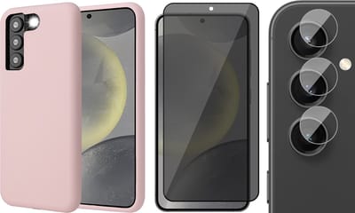 Hoesje geschikt voor Samsung Galaxy S24 - Privacy Screenprotector Volledig Dekkend Glas & Camera - Mat Back Case Roze