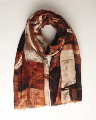 Elza scarf- Accessories Junkie Amsterdam- Herfst winter- Dames- Katoen- Fantasie print- Roest