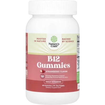 Nature's Craft, B12 gummies, aardbeien, 60 gummies