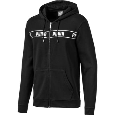 Puma Heren Amplified Hoodie Zip Up Logo Track Jacket Zwart 580439 01