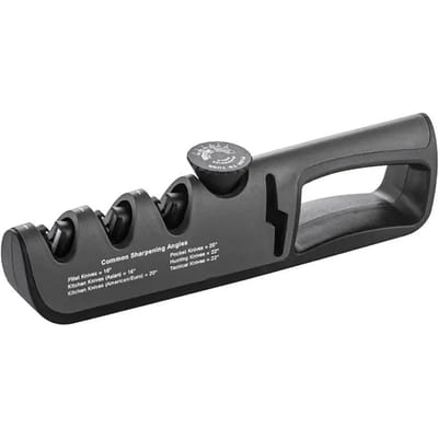 Aiguiseur de couteaux professionnel 5 en 1, outil de cuisine en acier inoxydable noir/rouge, angle réglable L gray