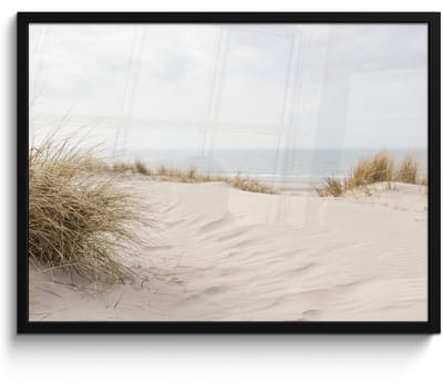 Poster in lijst - Fotolijst 80x60 cm - Posters - Wolken - Duinlandschap - Zand - Posterlijst zwart - Decoratie - Wanddecoratie woonkamer - Muurdecoratie slaapkamer