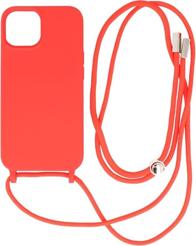 2.5 mm Dikke Fashion Backcover met Koord Telefoonhoesje - Color Hoesje - Geschikt voor iPhone 14 - Rood