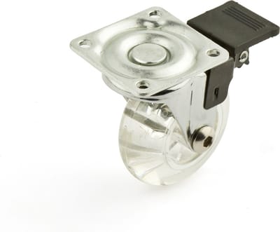 Transparant Zwenkwiel met rem 50mm, 40kg