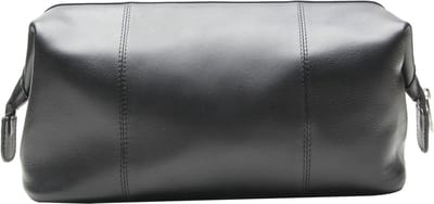 Esquire Leren Utensil zak Spa Cosmetic Bag Black Zwart