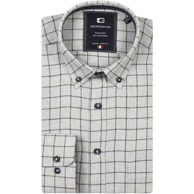 Giordano Overhemd Brando Flanel Check Wooltouch Mélange Navy / male