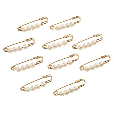 Goudkleurig wit spelden veiligheidsspelden set met parel decoratie dames broche spelden 10 stuks voor kleding sjaal en accessoires elegante sluitspelden met kralen