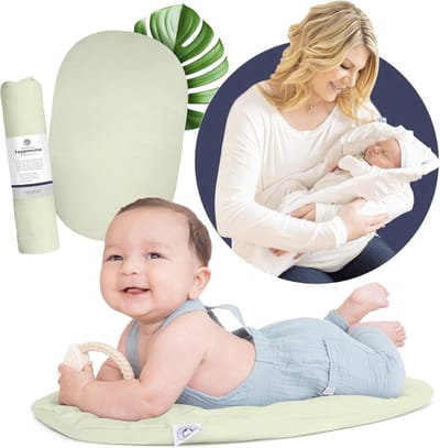 Topponcino Babykussen voor Pasgeborenen - 100% Natuurlijk Katoen - Ademend en Draagbaar Babykussen voor Ondersteuning en Comfort