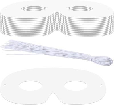 Set van 20 Lege Kinderschildermaskers 8.5 x 6.5 cm - Witte DIY Maskers voor Halloween, Verkleedfeest en Creatieve Activiteiten