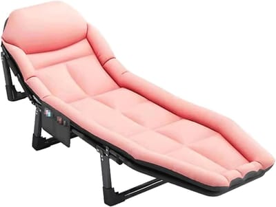 Campingbedje - Opklapbed - Ontspannen Buiten - 6 standen rugleuning - 200x65cm - Roze