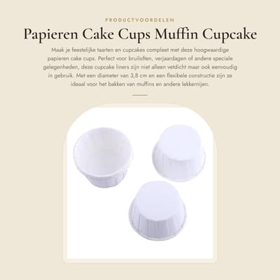 Dailygoods- Cake Cups 100 Stuks - Papieren Muffin Bekers - Vetdicht - Multifunctioneel - Voor Feesten/Bruiloften - Eenvoudig te Bedienen