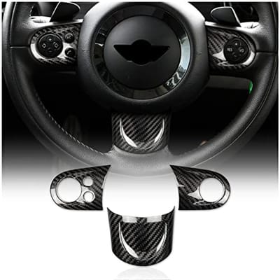 Koolstofvezel autostuurknopstickers voor Mini Cooper R55 R56 R57 - Accessoires voor Auto Interieur