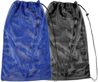 Snorkelset mesh tassen extra groot - set van 2 - zwart en blauw - ideaal voor duikuitrusting - ShopVlot