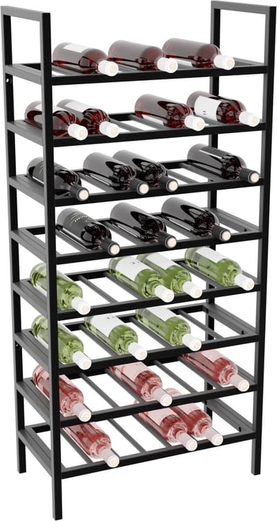 MetaloPro Wijnrek Jerez – Zwart Metalen Flessenrek Voor 56 Wijnflessen, Robuust Design, Ideaal Voor Keuken, Kelder Of Bar – 125×60×30cm