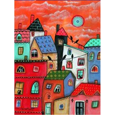 5D DIY Diamond Painting  Abstracte boomhutten  Borduurkruissteek 5D Home Decor 20X30CM black