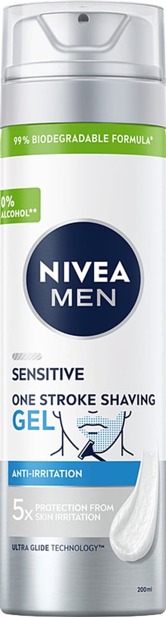 NIVEA MEN Sensitive - Scheergel voor 3-dagen Baard - 200 ml - Voor Gevoelige Huid - Zonder Alcohol