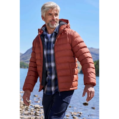 Mountain Warehouse Gewatteerde jas met imitatiebont voor heren (Gebrande sinaasappel)