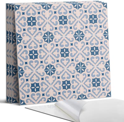 Coloray Wandpanelen Zelfklevend - Patroon met ornamenten op tegels Zelfklevende Wandpanelen - 50 cm x 50 cm - Blauw Wandpaneel PVC - 5 stuks - Texturen Wandpanelen Zelfklevend - Wandbord Keuken - Wandpaneel Badkamer