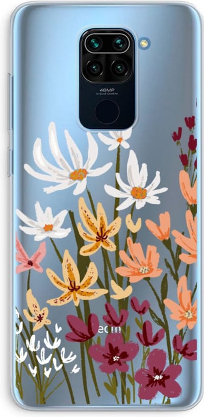 Case Company® - Hoesje geschikt voor Xiaomi Redmi Note 9 hoesje - Painted wildflowers - Soft Cover Telefoonhoesje - Bescherming aan alle Kanten en Schermrand