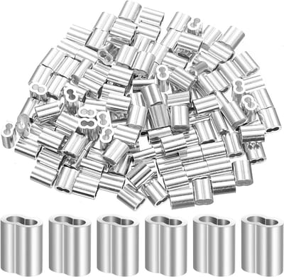 130 Kabelclips en Klemmen voor Rubber Kabel, Aluminium Crimp Loops, Dubbele Klemmen en Persklemmen voor Touw en Draad, Ideaal voor Organisatie en Bevestiging