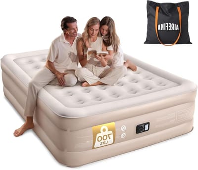 SnelShoppen - Zelfopblazend Luchtbed voor 2 Personen met Geïntegreerde Pomp - Premium Logeerbed met Gevlokt Oppervlak - Opblaasbaar Bed voor Thuisgebr