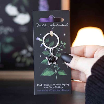 Something Different - Deadly Nightshade with Black Obsidian Sleutelhanger - Multicolours