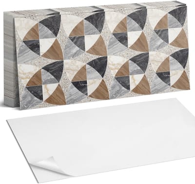 Coloray Plaktegels - Geometrisch tegelpatroon Zelfklevende Wandtegels - 40 cm x 20 cm - Grijs Plaktegels - 10 stuks - Rechthoek PVC Tegels - Plaktegels Badkamer - Vloertegels Zelfklevend - Vinyl Tegels Zelfklevend - Portugese Tegels