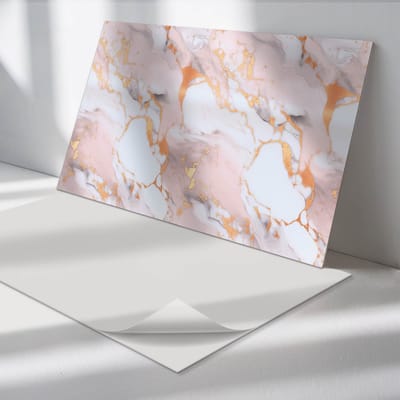 Wallfluent Vinyl Wandpaneel - Marmerpatroon met accenten Zelfklevende Wandbekleding - 120 cm x 60 cm - Beige Vinyl Wandpaneel - 1 stuk - Rechthoekig Wandbekleding Vinyl - Texturen Wandpaneel - Wandpaneel PVC - Wandpaneel Keuken en Badkamer
