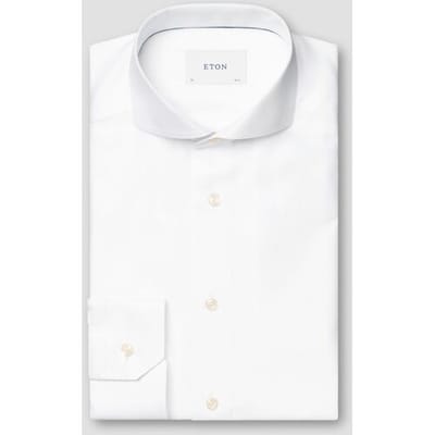 Eton Overhemd Luxury Fine Herringbone Wit / male