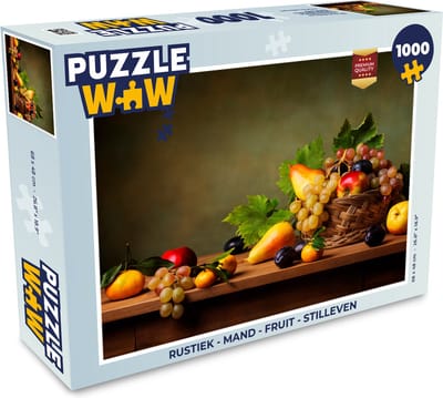 Puzzel Rustiek - Mand - Fruit - Stilleven - Legpuzzel - Puzzel 1000 stukjes volwassenen