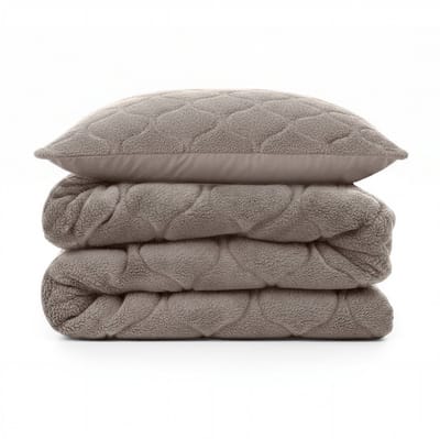 Sleeptime 2 in 1 Teddy Premium Dekbed zonder Overtrek - Dekbed Inclusief Slopen - 140 x 200 cm - Taupe/Grijs