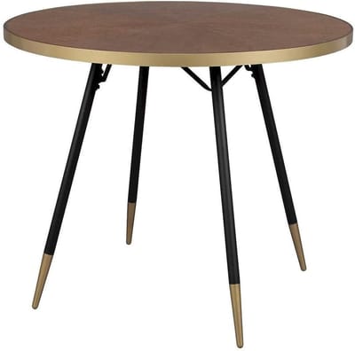Ronde Eettafel - Houten Tafel - Gezellig Tafelen - MDF Essenhout - 91 cm - Zwart