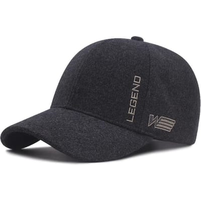 Grote Maat Winter Heren Wol Dik En Warm Baseballpet Unisex Buiten Verstelbaar Snapback Oversized 8cm Rand Mode Sportpet 60-65cm black