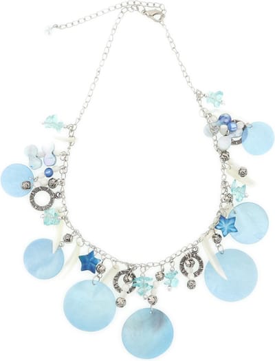 Behave - Zomerse Ketting Met Schelphangers - Strandstijl - Blauw - 44 cm