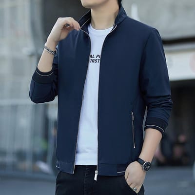 Veste d'âge moyen Veste pour homme légère business décontractée col montant d'âge moyen et pour personnes âgées Manteau pour homme 4XL gray