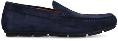 Manfield - Heren - Donkerblauwe suède loafer - Maat 40