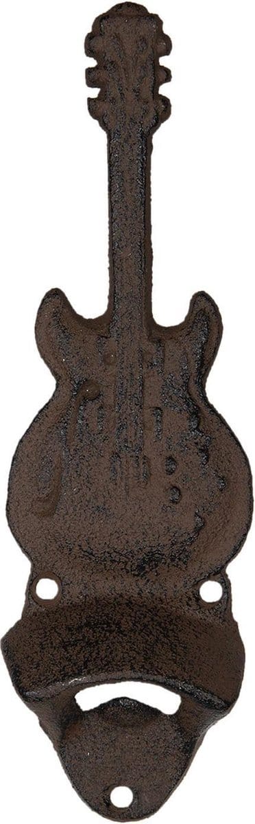 Clayre & Eef Flesopener 6x2x21 cm Bruin Ijzer Gitaar Bieropener Flessenopener