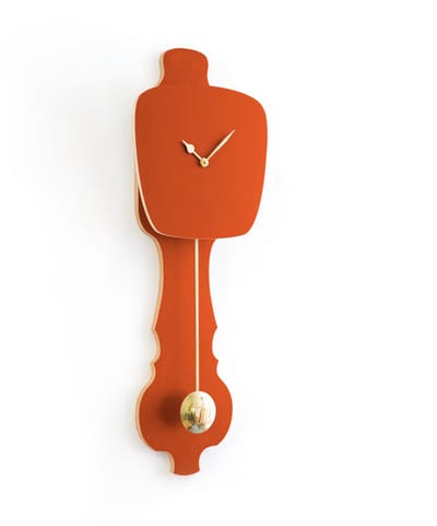 KLOQ - Wandklok met Pendule - Batterijen Inbegrepen - Wanddecoratie - Quartz Beweging - Niet-Tikkend Batterij Aangedreven - Roest Rood & Glimmend Goud - Small