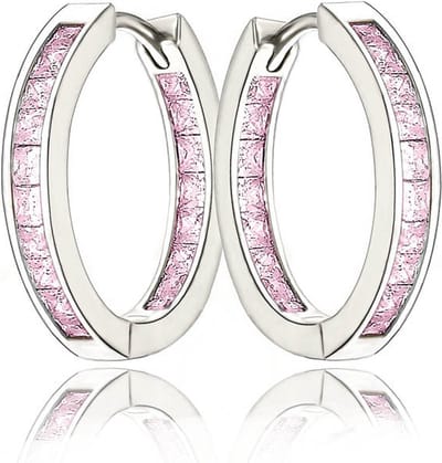 Juwelier Zwartevalk ZILVER (GERHODINEERD) OORBELLEN MET ZIRKONIA 22.047-P/20mm--