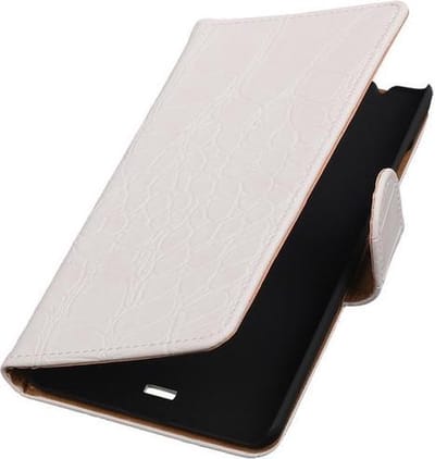 Microsoft Lumia 540 Croco Booktype Wallet Hoesje Wit - Cover Case Hoes