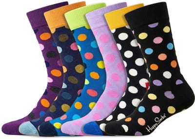 Happy Socks – Big Dot pakket – 4 Paar Sokken – Dames & Heren - Maat 36-40 – Katoen – Meerkleurig