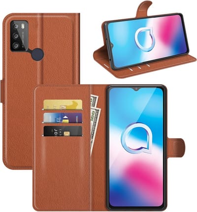 Coverup Hoesje - Geschikt voor Alcatel 1S (2021) / 3L (2021) Hoesje - Coverup Book Case - Bruin