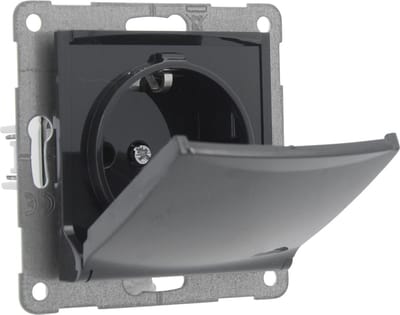 Q-Link S2 contactdoos - 1-voudig - met klep - randaarde - antraciet