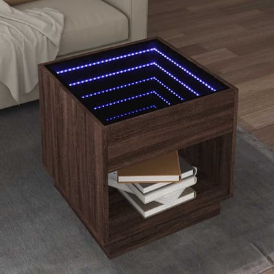 vidaXL - Salontafel - met - Infinity - LED - 50x50x50 - cm - bruin - eikenkleurig