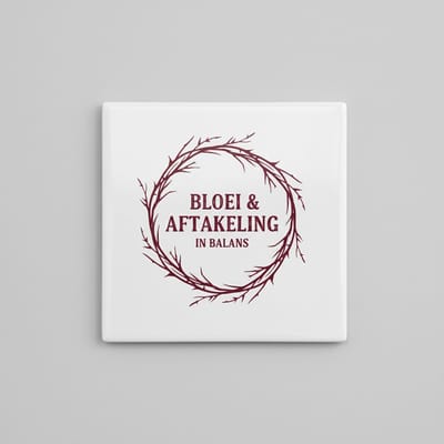 “Bloei & Aftakeling in Balans” Tegel – Elegante 15×15 cm Keramische Mindfulness & Levensbalans Wanddecoratie