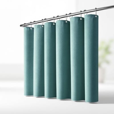 Maison Elara Wafel Douchegordijn 180x200 cm - Anti-Schimmel Waterdicht met 12 Haken - Turkoois