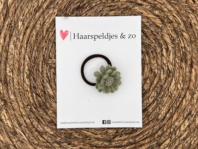 Elastiek - per stuk - hippe kleuren - met bloem - meisjes - blossem - groen