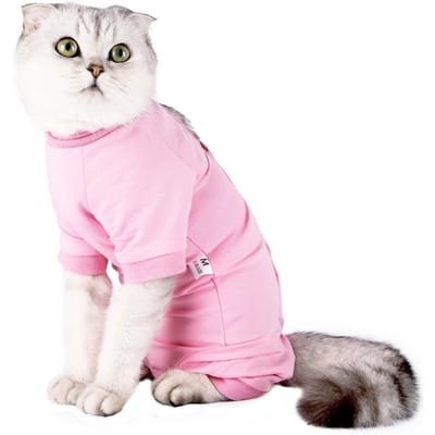 Combinaison de récupération pour chat, pour blessures abdominales, maladies de la peau après chirurgie, gilet pour animaux de compagnie Small rose